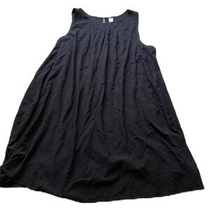 Old Navy XXL Black Sleeveless Pleated Shift Dress Knee Length Round Neck EUC